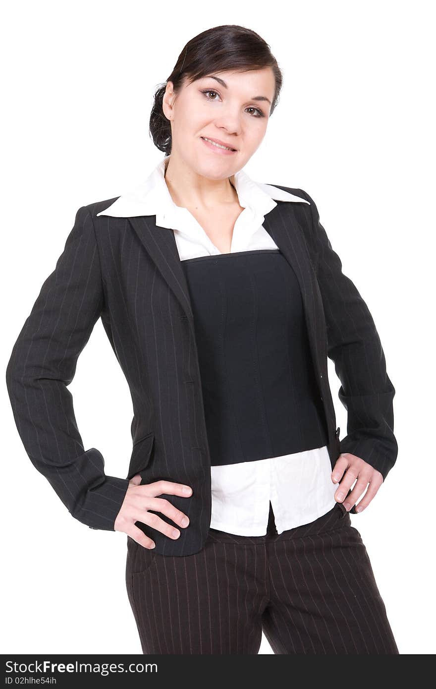 Young attractive business woman over white background. Young attractive business woman over white background