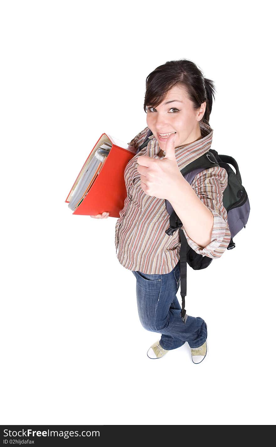 Young happy student. over white background