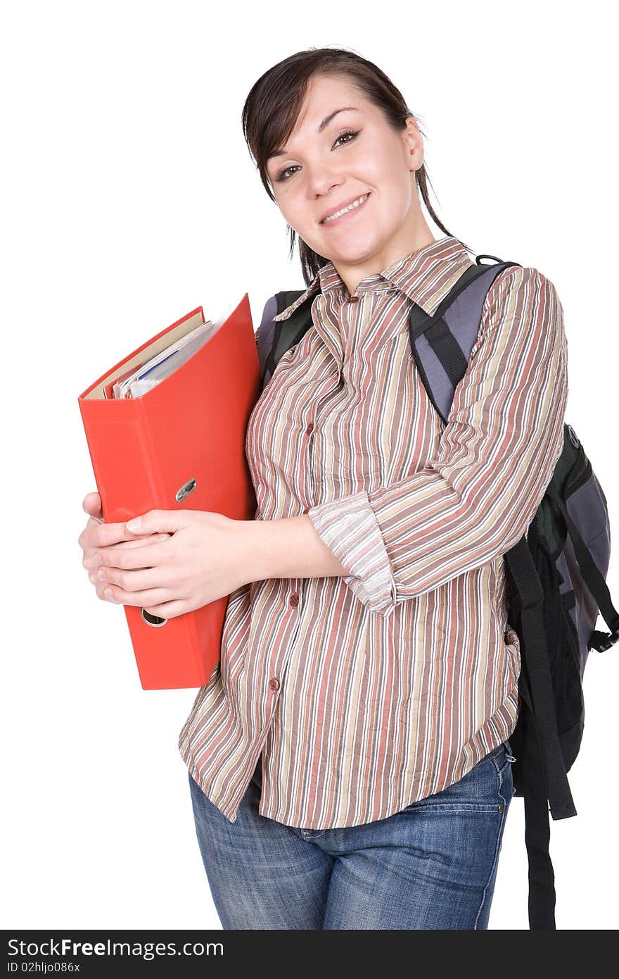 Young happy student. over white background