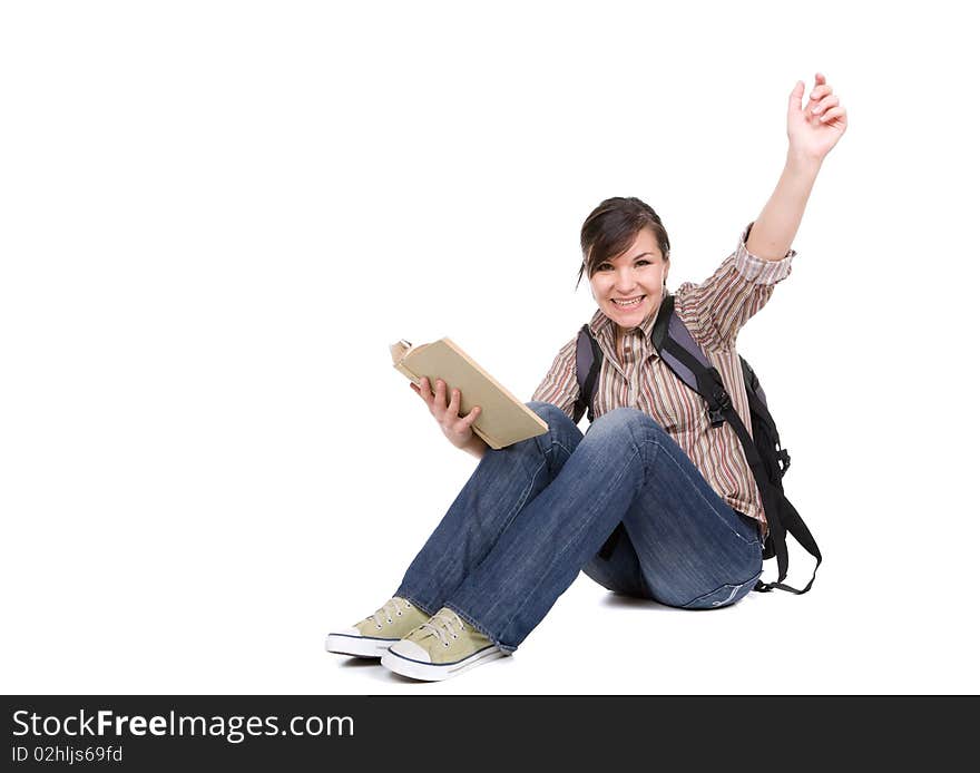 Young happy student. over white background