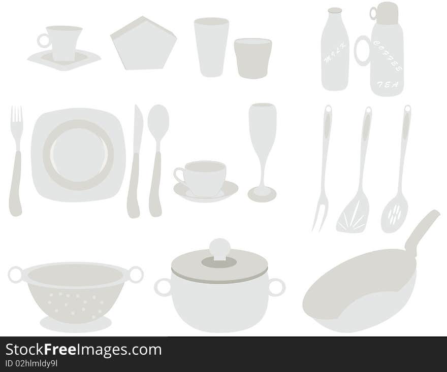 Vector illustration of kitchen set