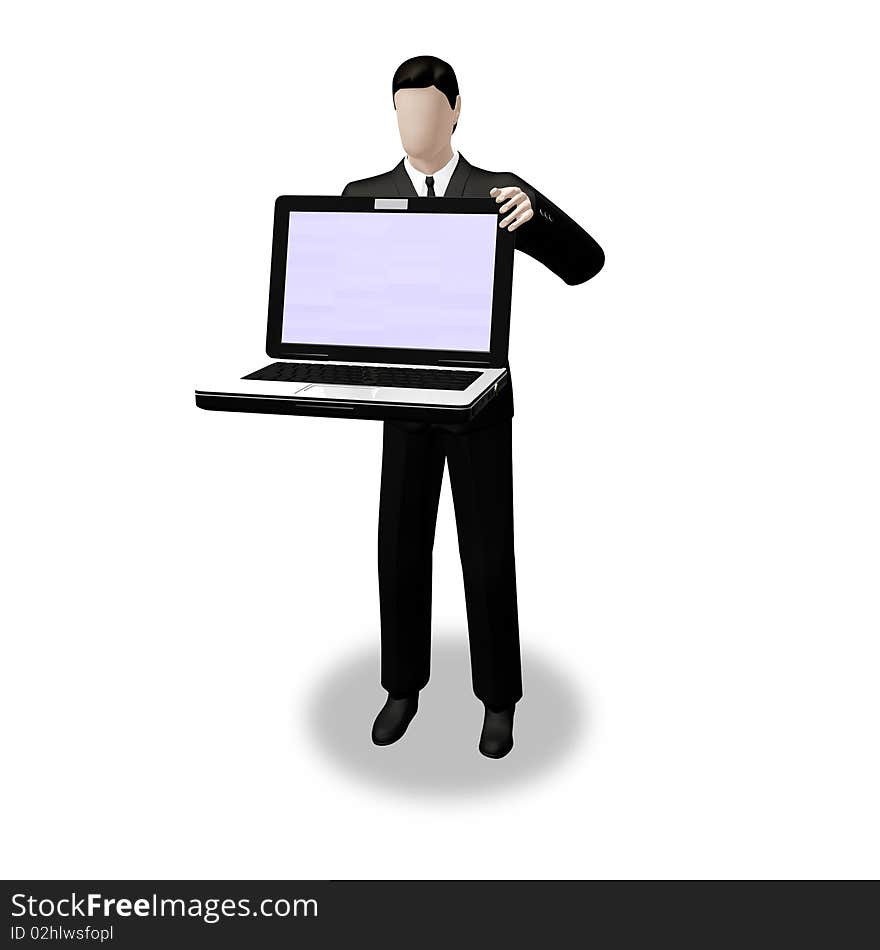 Businessman Holding Laptop