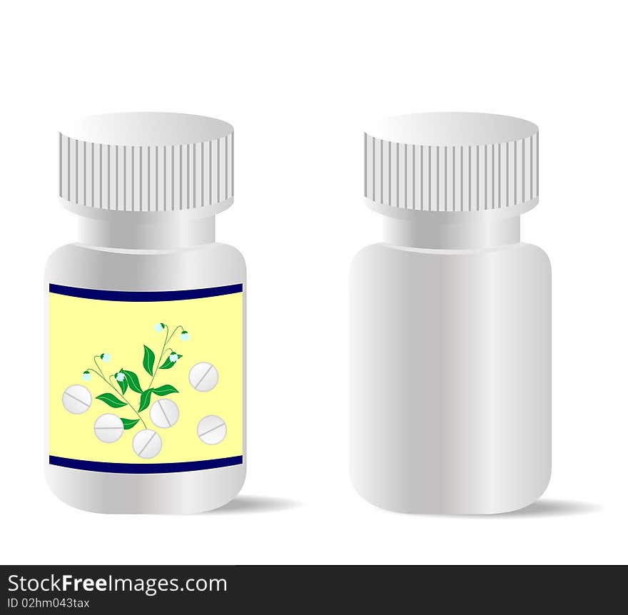 Two Realistic Bottles With Tablets