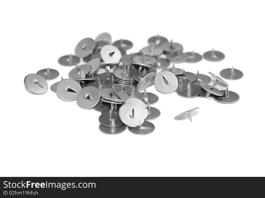 Pins isolated on the white background