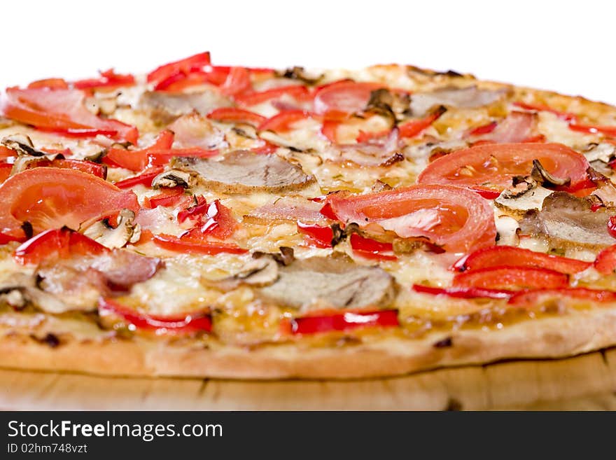 Close up up of fresh hot pizza