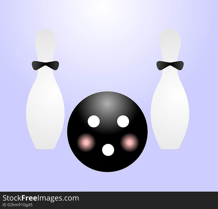 Illustration ball and pin for bowling. Vector