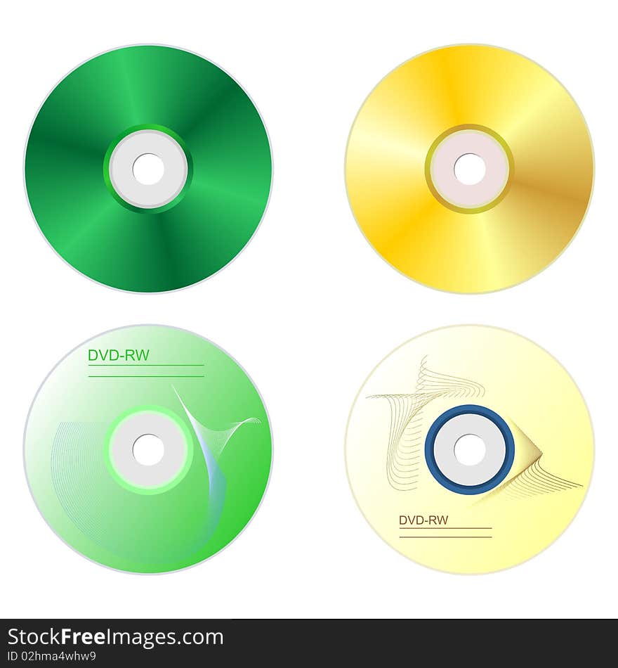 Realistic illustration set DVD disks with both sides. Vector