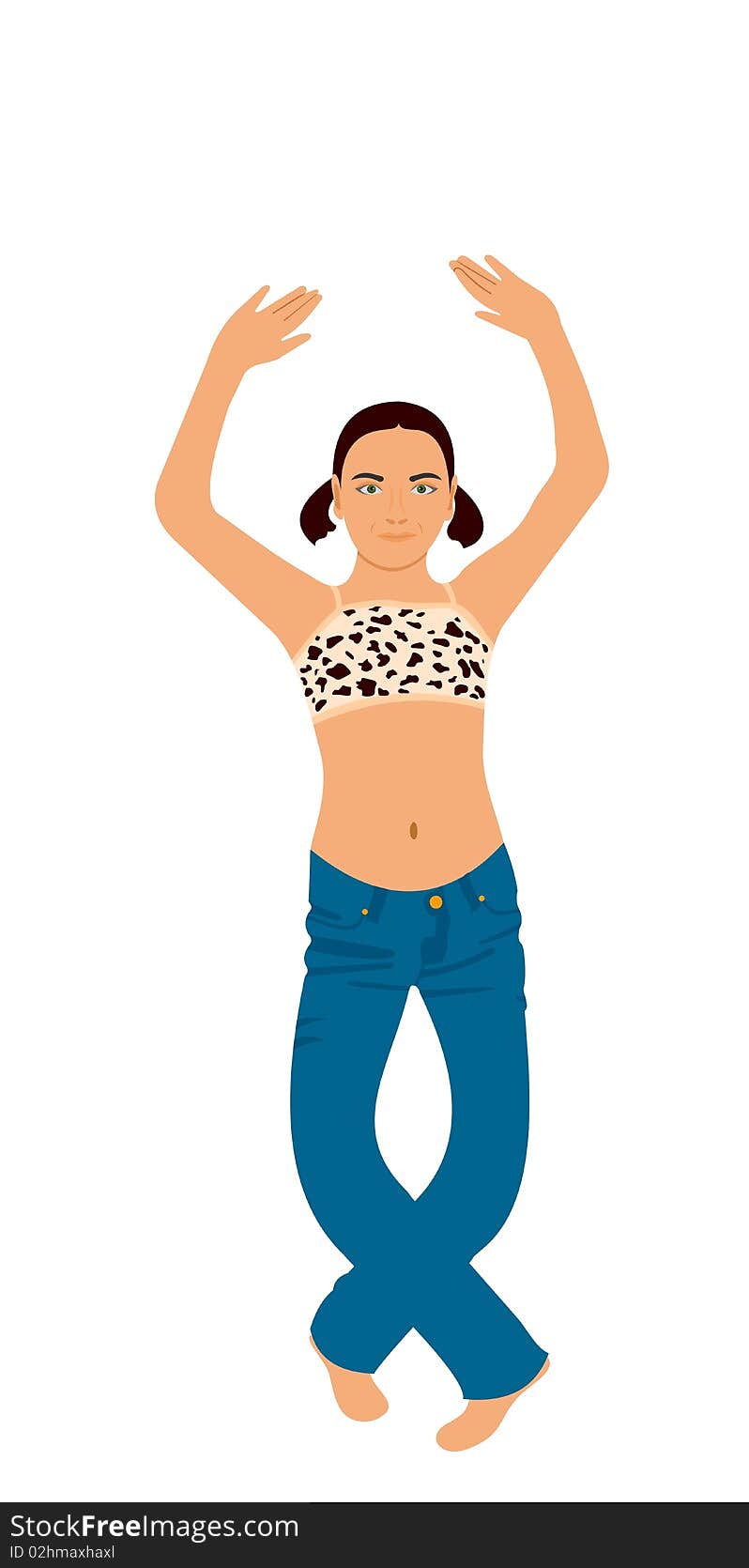 Realistic illustration of dancing girl. Vector