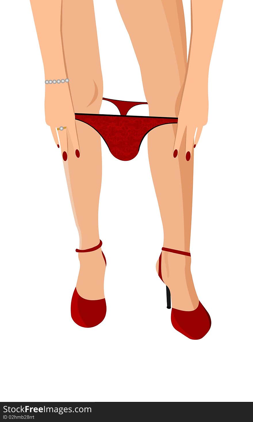 Sexy woman taking down panties isolated over white background. Vector