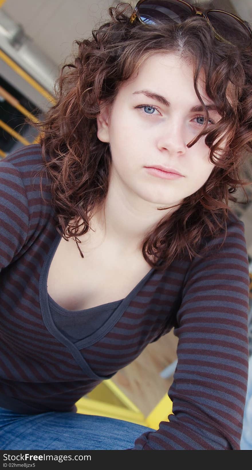 Young girl with ringleted hairs