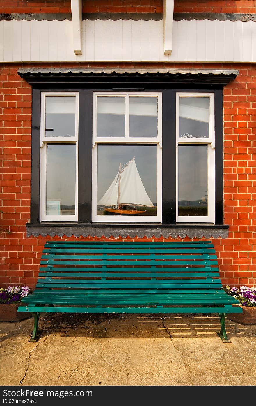 Garden bench and a window