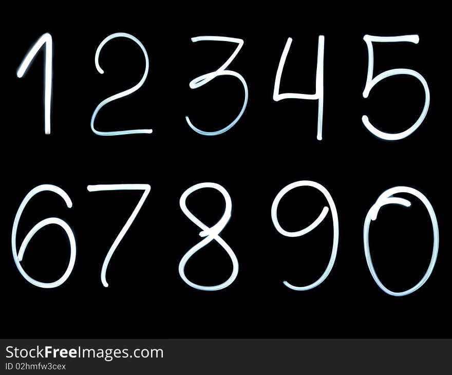 Numbers on a black background