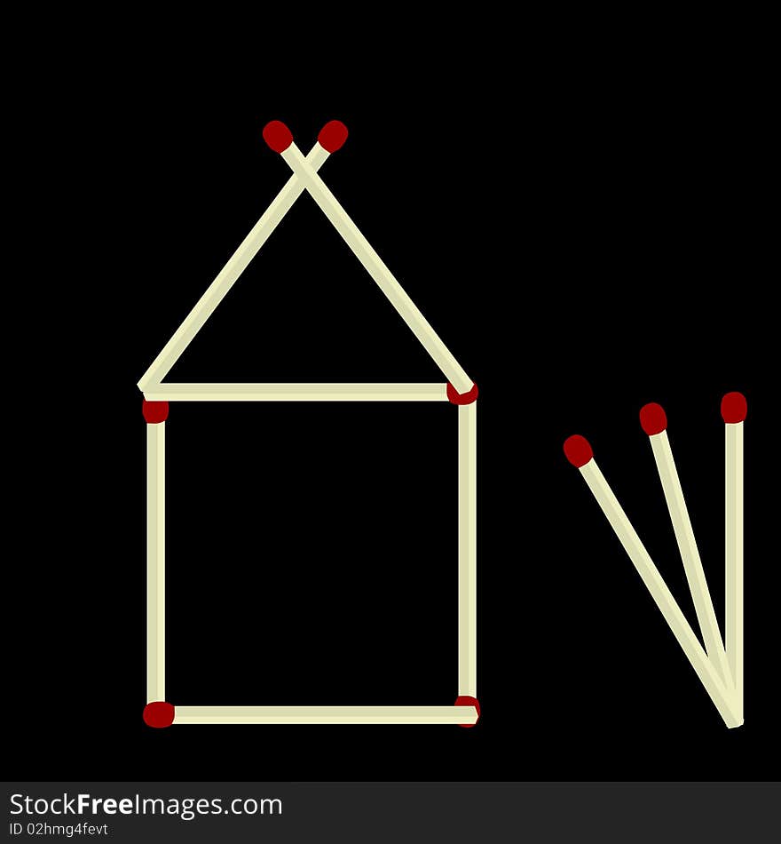 House made of matches isolated. Vector