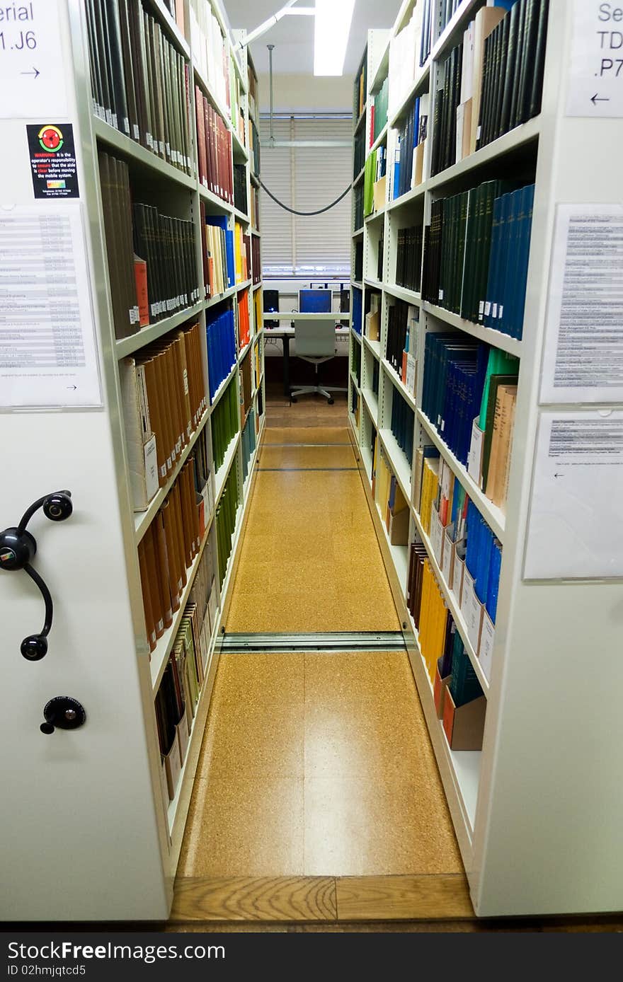 University / educational reference library with shelves and journals. University / educational reference library with shelves and journals