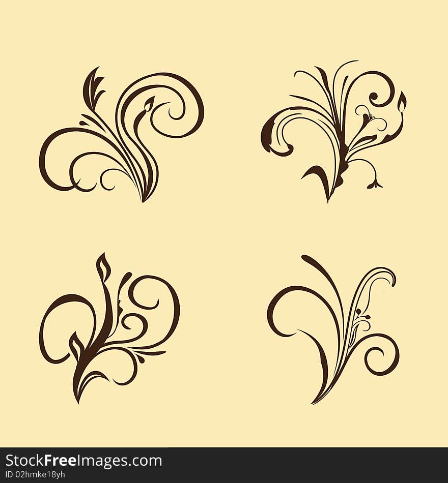 Set Of Floral Elements