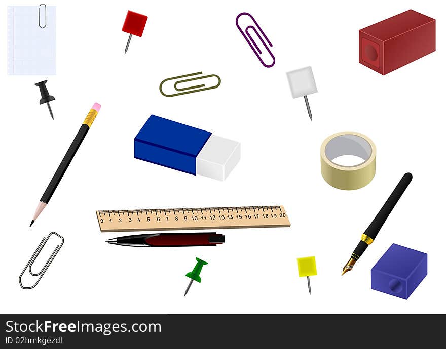 Realistic illustration of set office goods. Vector