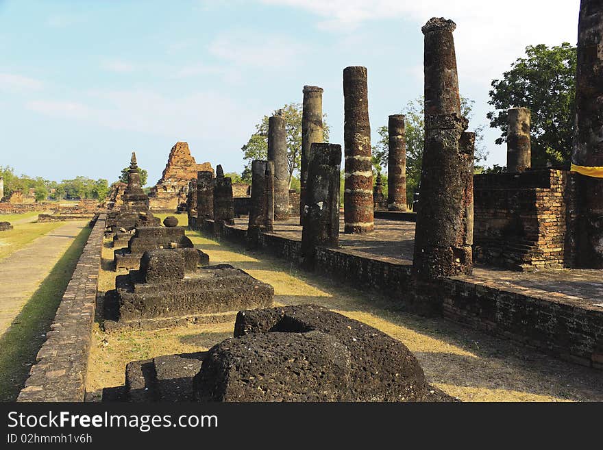 The old building. At Sukhothai in Thailand. The old building. At Sukhothai in Thailand