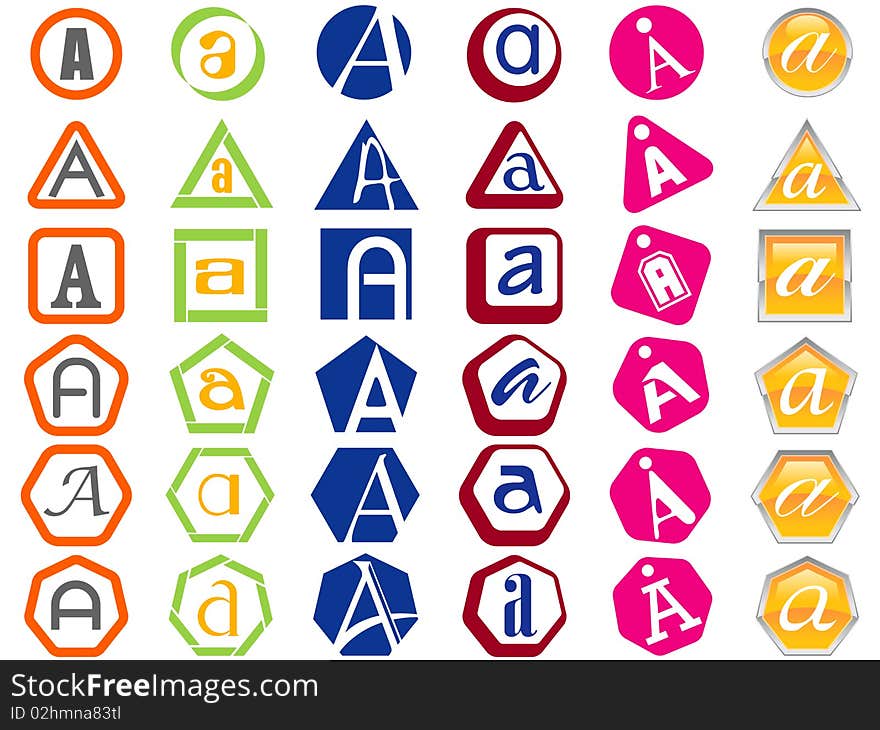 Letter A Icons Badges and Tags