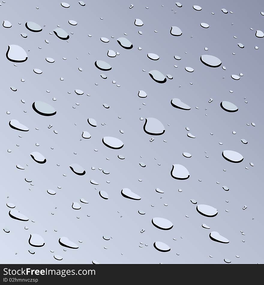 Realistic illustration of water drops on glass. Vector