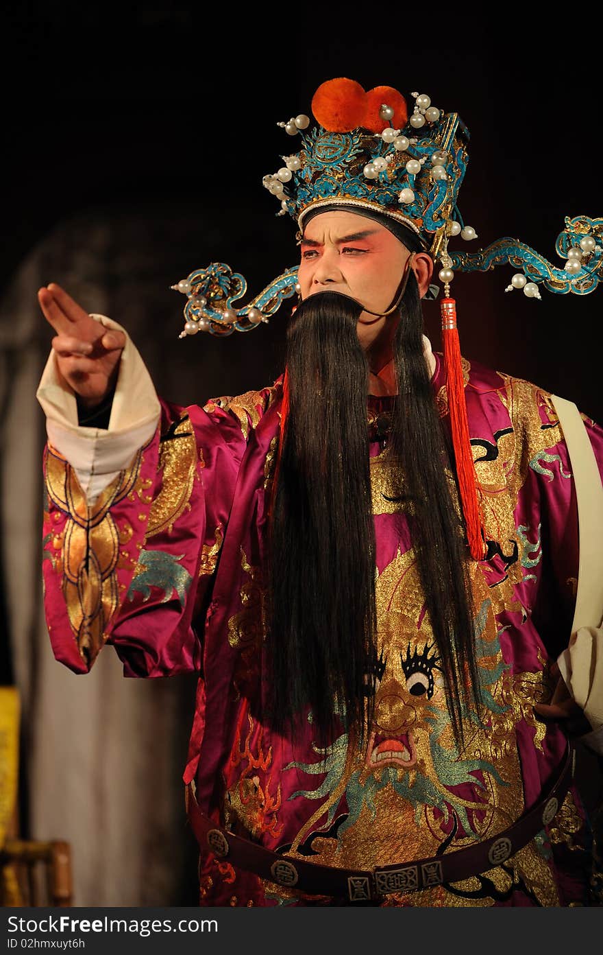 China opera man with long black beard. China opera man with long black beard.