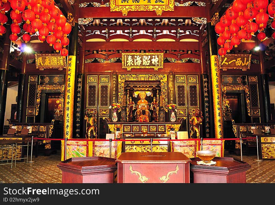 Ancient Chinese Temple interior architecture at Singapore chinatown. Ancient Chinese Temple interior architecture at Singapore chinatown