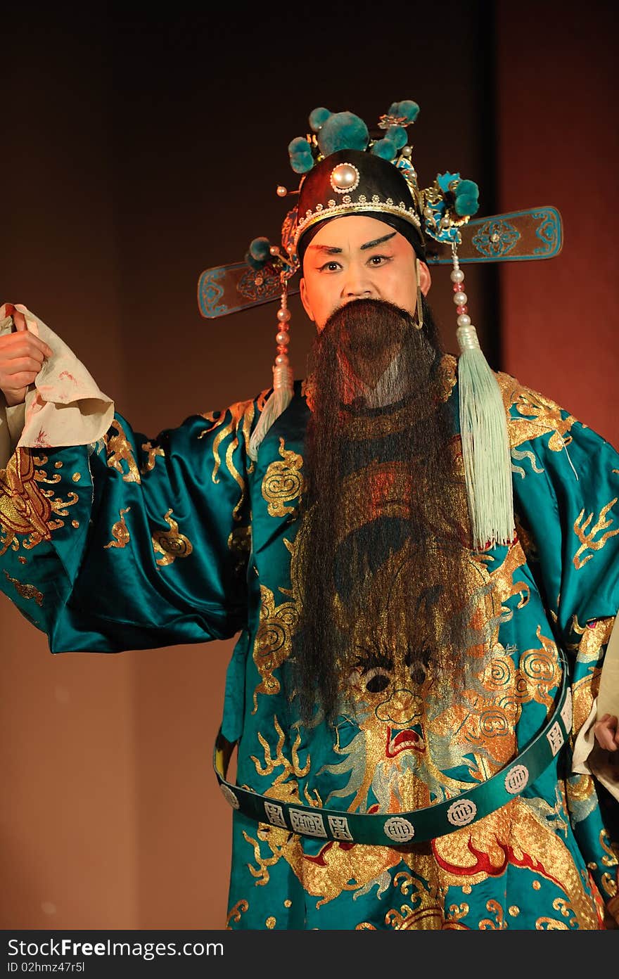 China opera man with long beard.