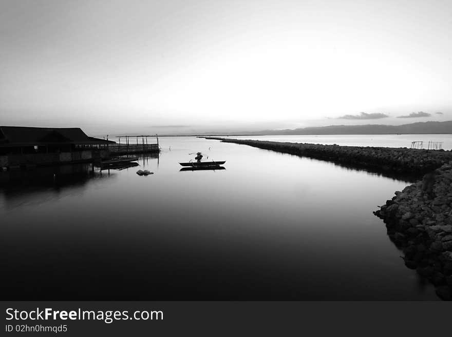 A small fishing boat after a day's catch