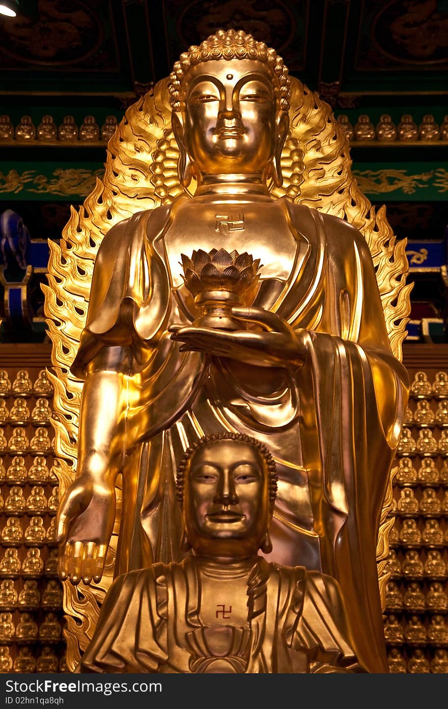 The Gold Buddha Portrait in baromraja temple thailand