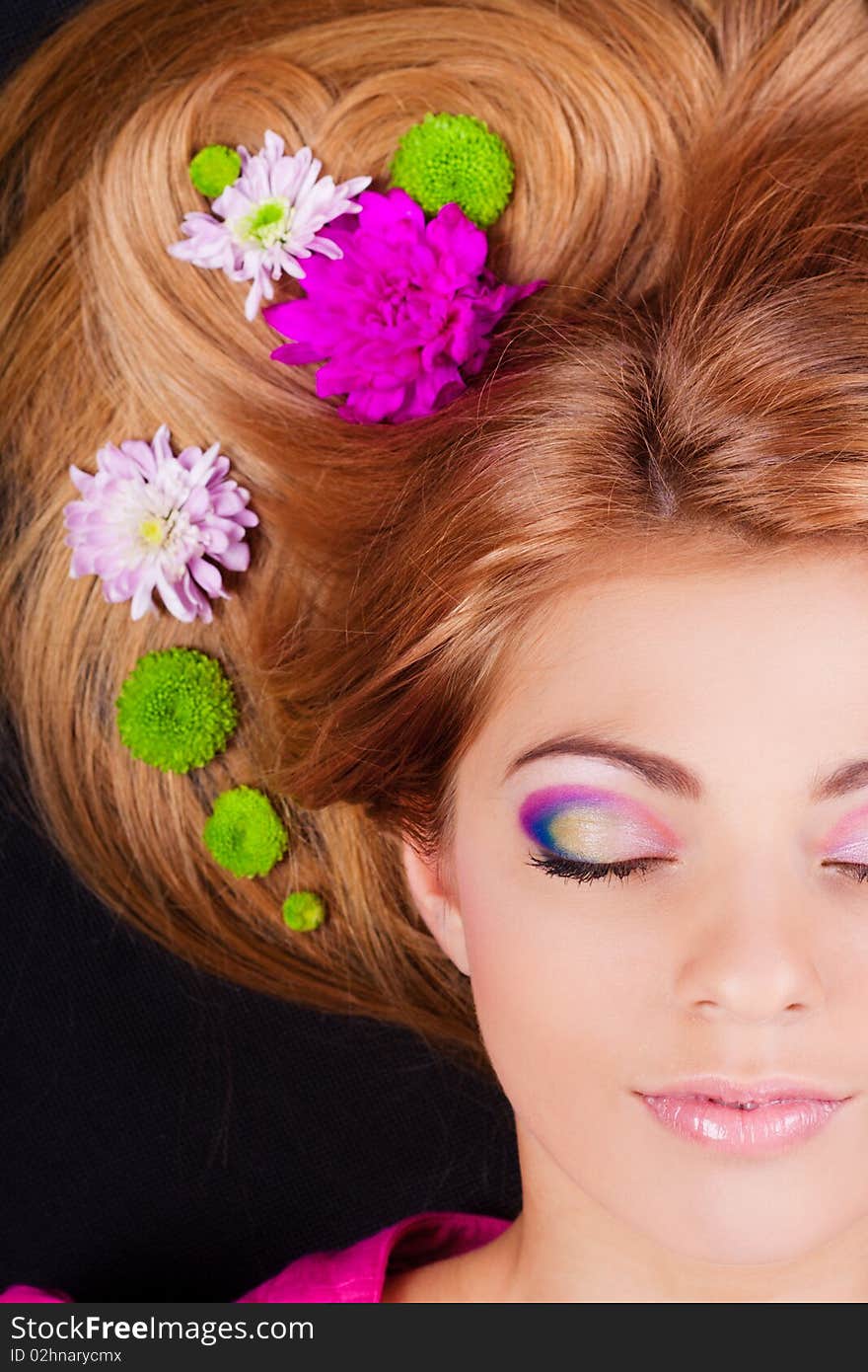 Young girl with flower ornament