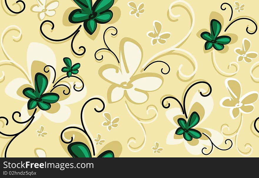 Seamless background with emerald flowers