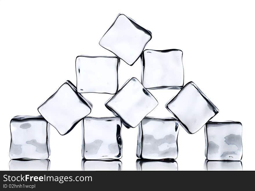 Ice cubes isolated on white background