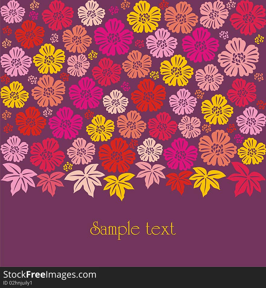 Flowers on violet background. Vector illustration. Flowers on violet background. Vector illustration.