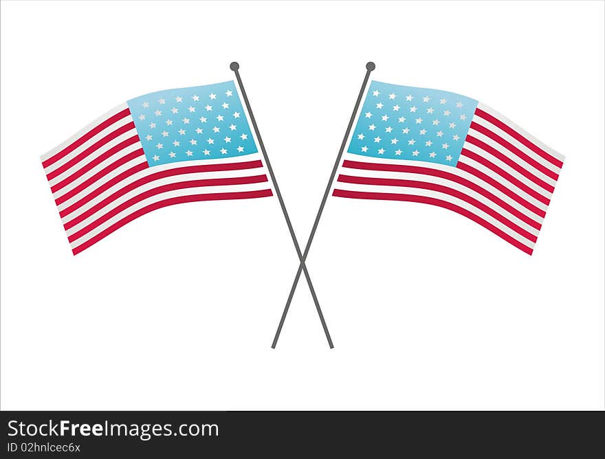 Crossed american flags