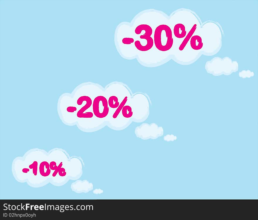 αn illustration of clouds on writing percent discount. αn illustration of clouds on writing percent discount