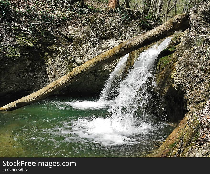 Waterfall on the river Uchuk-Karasu in Crimea