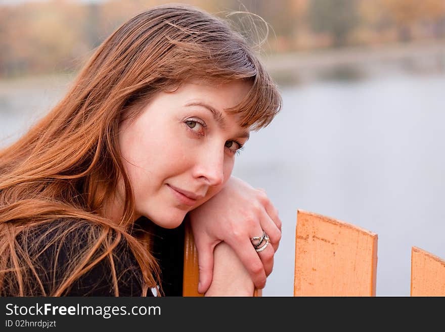 Portrait of  lady in black dress in the park