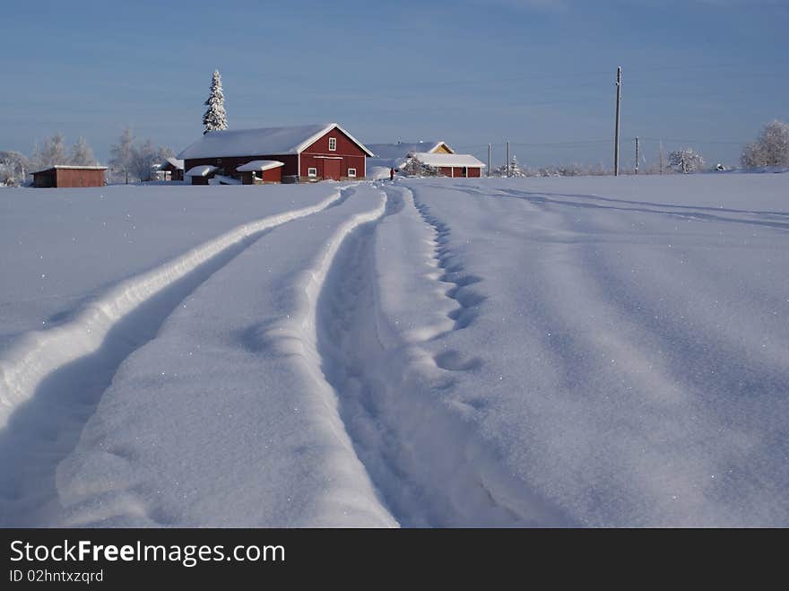 Snowy winter on Finnish farm. Snowy winter on Finnish farm