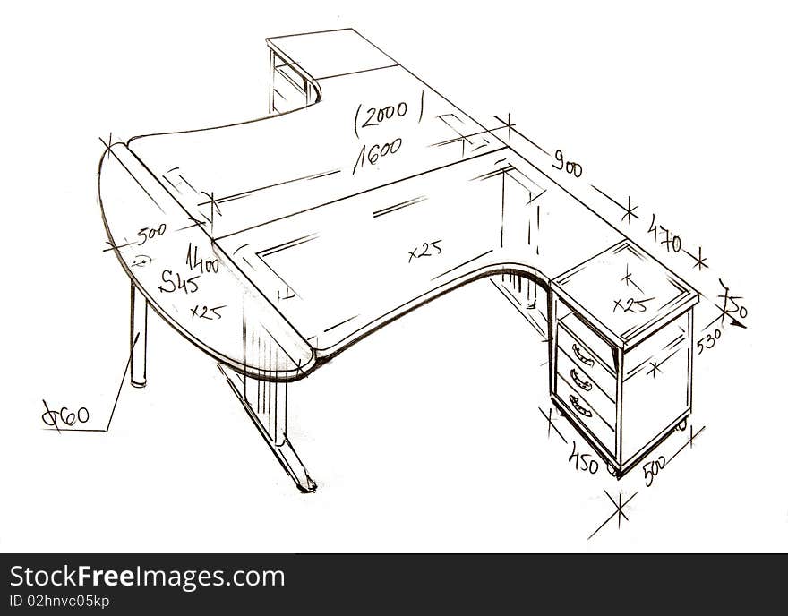 Hand drawn illustration of furniture isolated on white. Hand drawn illustration of furniture isolated on white.