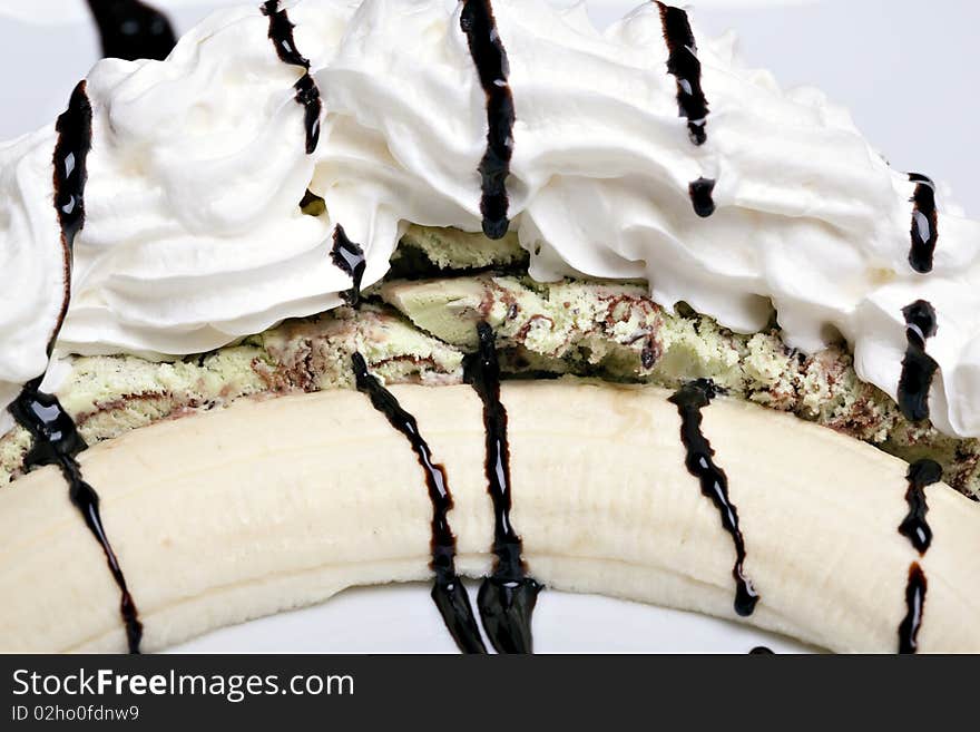 Banana split, sweet and delicious