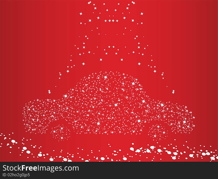 The car consisting of stars on a red background