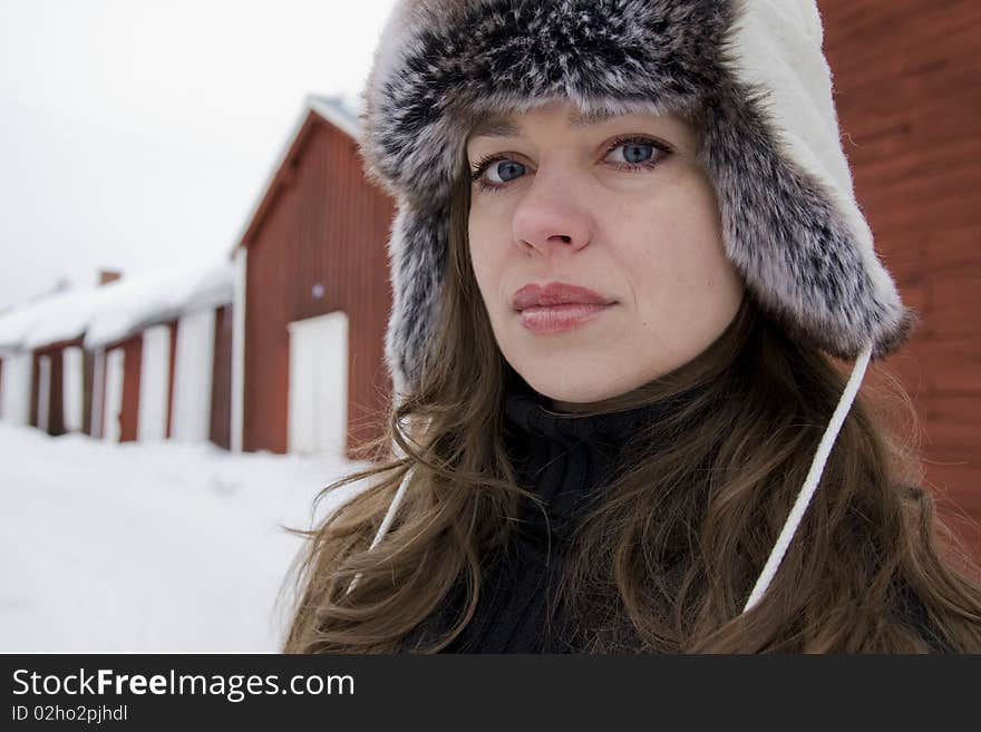 Winter Portrait Of Young Beautiful Woman