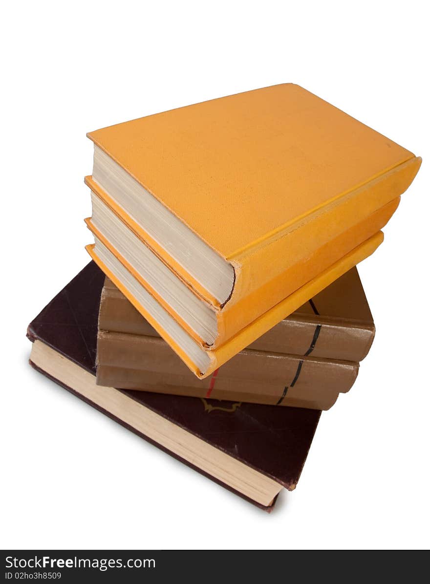 Stack of books isolated on the white background