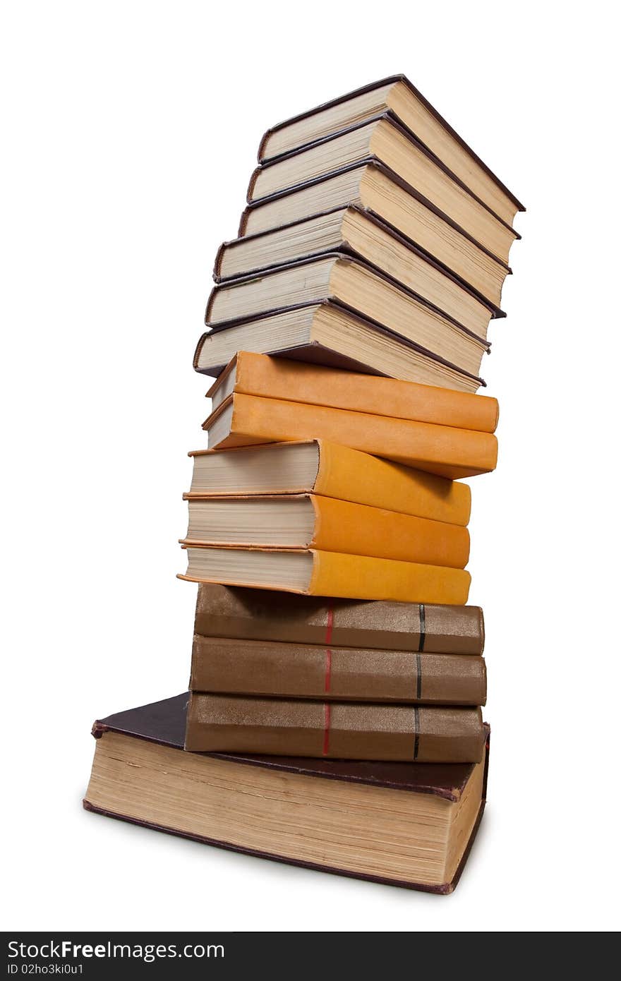 Stack of books isolated on the white background