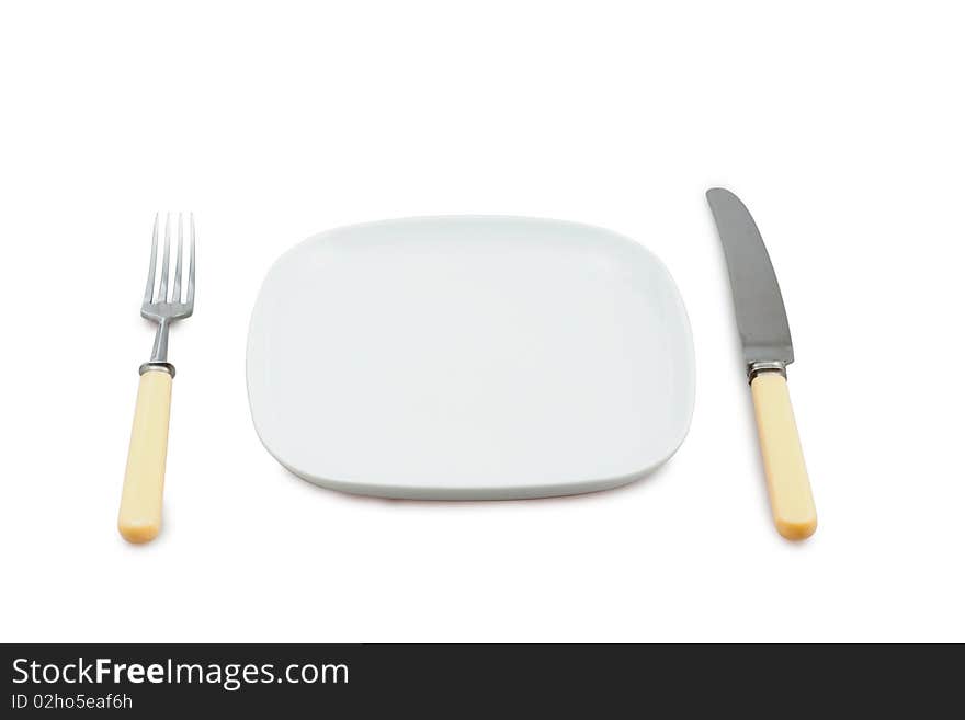 Knife, plug and empty plate