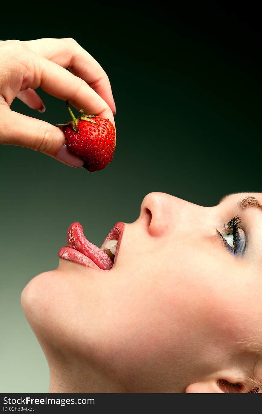 girl with strawberry