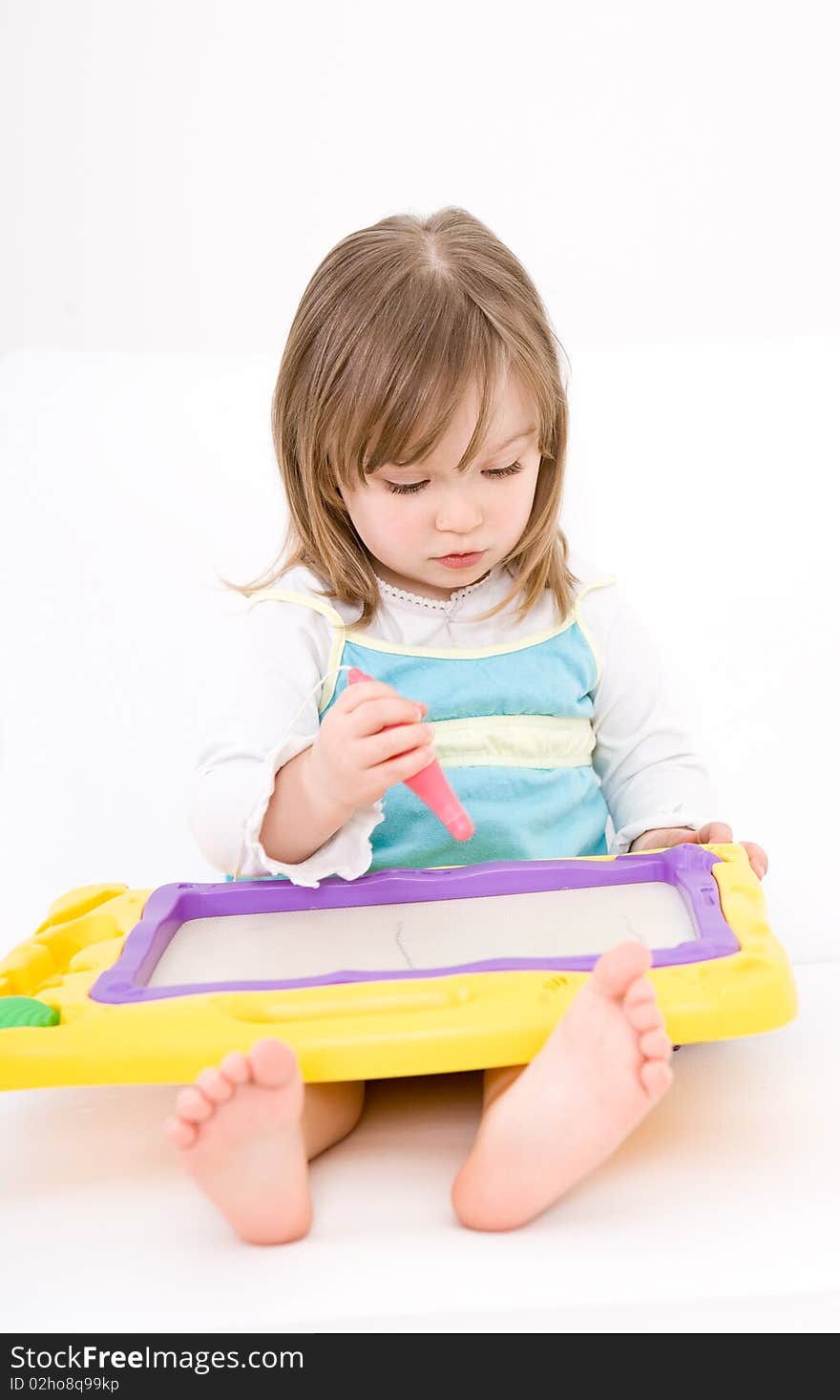 Sweet toddler little girl drawing