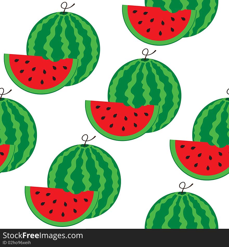 Vector seamless background with watermelons. Vector seamless background with watermelons.