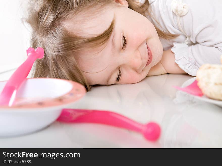 Sweet toddler little girl eating