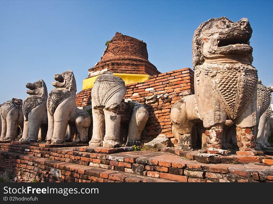 Ruin of Wat Thammikarat, Ayutthaya, Thailand