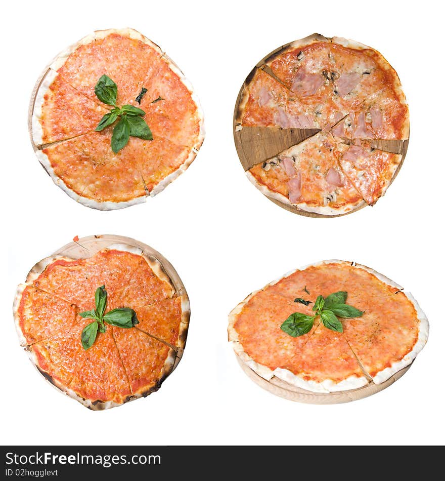 4 full size photos of classic italian pizza